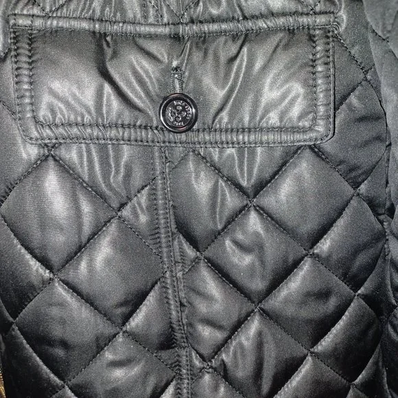 Kate Spade Quilted Hooded Double Front Zip Puffer Jacket Black XL